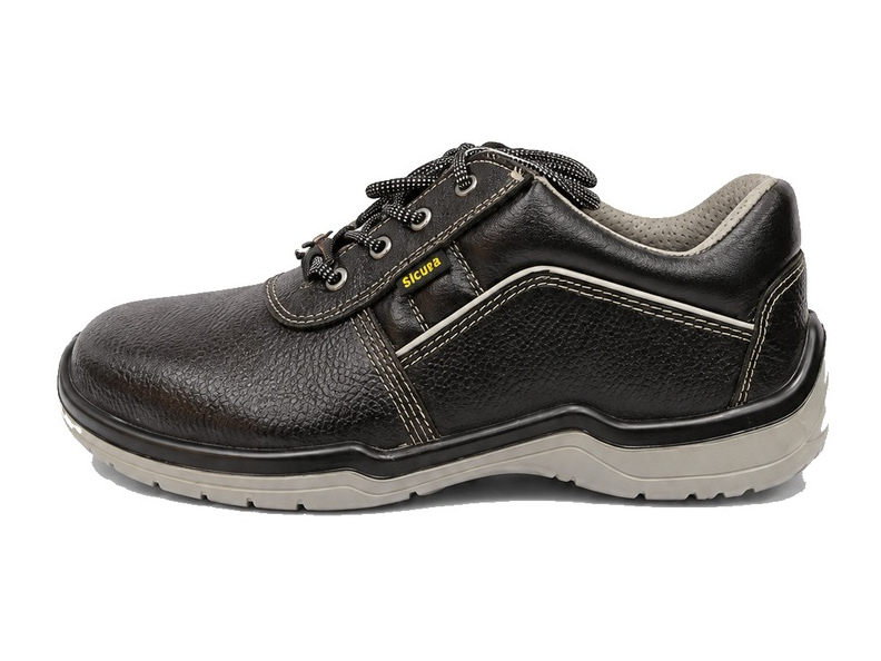 SICURA black lace-up safety shoe with tan trim